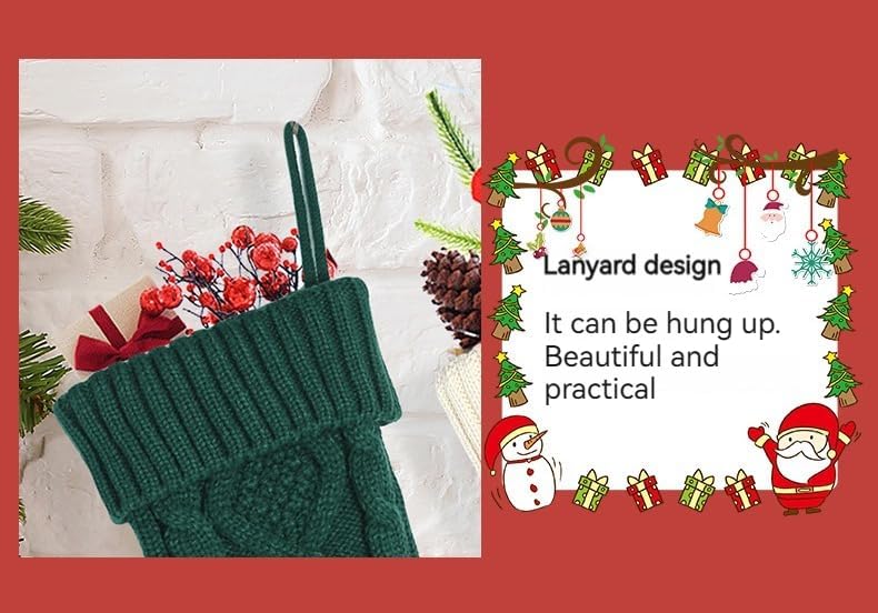 5 Pack Christmas Socks Knitted Wool Candy Bag Socks Gift Socks Hanging Ornaments Wall Decoration Gift Socks